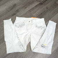 Euro Seat Sticky Breeches, bling *gc, mnr stains, dingy, seam puckers, discolored seat & legs
