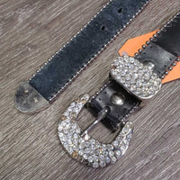 Leather Belt, Horseshoe Blling, Bling Belt Buckles *xc/gc, clean, rubs, mnr creases & missing bling

