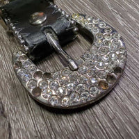 Leather Belt, Horseshoe Blling, Bling Belt Buckles *xc/gc, clean, rubs, mnr creases & missing bling
