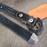 Leather Belt, Horseshoe Blling, Bling Belt Buckles *xc/gc, clean, rubs, mnr creases & missing bling
