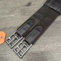 FS Padded Leather Girth, 2x els, x3 d rings *xc/vgc, vmnr hair, rubs, stains
