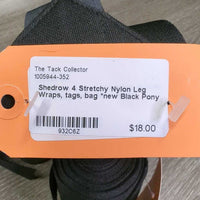 4 Stretchy Nylon Leg Wraps, tags, bag *new
