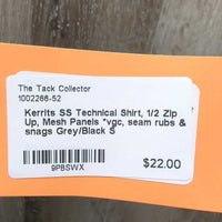 SS Technical Shirt, 1/2 Zip Up, Mesh Panels *vgc, seam rubs & snags
