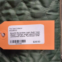 Reversible Light Quilt Vest, Zipper *vgc/gc, edge rubs/threads, unstitched seams
