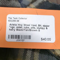Hvy Wool Vest, Bit, zipper *vgc, older, rubs, pills, clumpy & hairy
