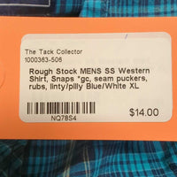 MENS SS Western Shirt, Snaps *gc, seam puckers, rubs, linty/pilly
