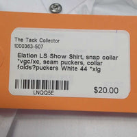 LS Show Shirt, snap collar *vgc/xc, seam puckers, collar folds?puckers

