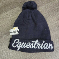 Knit Toque, Pomm Pomm "Equestrian" *gc, hairy, faded, rubs, pills
