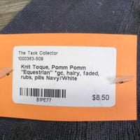 Knit Toque, Pomm Pomm "Equestrian" *gc, hairy, faded, rubs, pills
