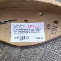 4 Pc Boot Wood Forms: Foot & Tall Adjustable Leg Trees *vgc, clean, mnr marks & stains
