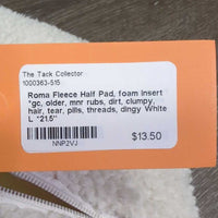 Fleece Half Pad, foam insert *gc, older, mnr rubs, dirt, clumpy, hair, tear, pills, threads, dingy
