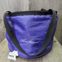 Round Nylon Grooming Tote Bag *vgc/gc, clean, mnr lining tears, threads, fraying edges
