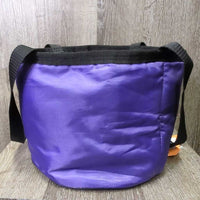 Round Nylon Grooming Tote Bag *vgc/gc, clean, mnr lining tears, threads, fraying edges
