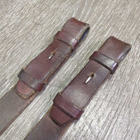 Wide Thick Soft Cotton Web Reins, Finger Stoppers *vgc/gc, mnr dirt, faded & stained edges, dry & cracking
