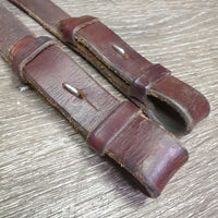 Wide Thick Soft Cotton Web Reins, Finger Stoppers *vgc/gc, mnr dirt, faded & stained edges, dry & cracking
