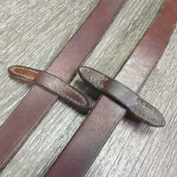 Wide Thick Soft Cotton Web Reins, Finger Stoppers *vgc/gc, mnr dirt, faded & stained edges, dry & cracking
