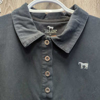 SS Polo Shirt , 1/4 Button Up *vgc, mnr seam puckers, hair & faded
