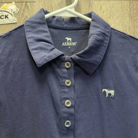 SS Polo Shirt , 1/4 Button Up *vgc, mnr seam puckers, hair & faded
