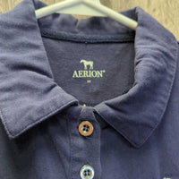 SS Polo Shirt , 1/4 Button Up *vgc, mnr seam puckers, hair & faded
