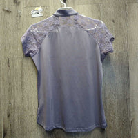 SS Show Shirt, 1/4 Button Up, Lace Sleeves & Back *xc
