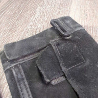 Hvy Suede Half Chaps, Velcro Sides *gc, hairy velcro, dirt, rubs, stains, hair, older
