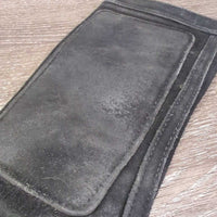 Hvy Suede Half Chaps, Velcro Sides *gc, hairy velcro, dirt, rubs, stains, hair, older
