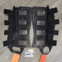 Hvy Suede Half Chaps, Velcro Sides *gc, hairy velcro, dirt, rubs, stains, hair, older
