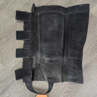 Hvy Suede Half Chaps, Velcro Sides *gc, hairy velcro, dirt, rubs, stains, hair, older
