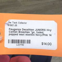 JUNIORS Hvy Cotton Breeches *gc, faded, popped seat elastics
