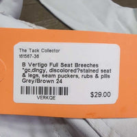 Full Seat Breeches *gc,dingy, discolored?stained seat & legs, seam puckers, rubs & pills
