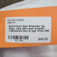 Euro Seat Breeches *gc, dingy, rubs, pills, seam puckers, v.discolored seat & legs

