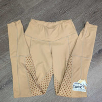 Full Seat Sticky Riding Tight Breeches, Pull On *gc/fair, v.rubbed, frayed & pilly seams, cracking logo, rubs, pills, dingy, discolored seat & legs
