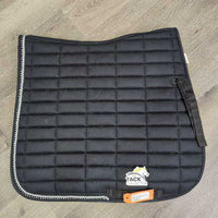 Quilt Dressage Pad, 1x bling, 1x piping *gc, clean, mnr hair, faded, threads, rubs, hole, puckers
