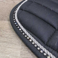 Quilt Dressage Pad, 1x bling, 1x piping *gc, clean, mnr hair, faded, threads, rubs, hole, puckers
