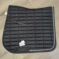 Quilt Dressage Pad, 1x bling, 1x piping *gc, clean, mnr hair, faded, threads, rubs, hole, puckers

