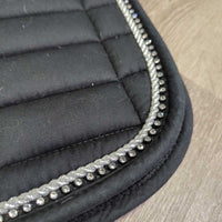 Quilt Dressage Pad, 1x bling, 1x piping *gc, clean, mnr hair, faded, threads, rubs, hole, puckers
