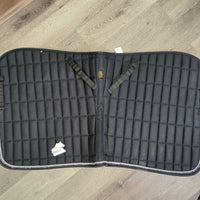 Quilt Dressage Pad, 1x bling, 1x piping *gc, clean, mnr hair, faded, threads, rubs, hole, puckers
