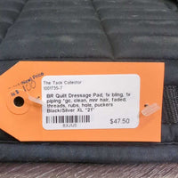Quilt Dressage Pad, 1x bling, 1x piping *gc, clean, mnr hair, faded, threads, rubs, hole, puckers

