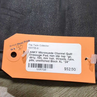 Microsuede Channel Quilt Dressage Pad, non slip top *gc, dirty, film, mnr hair, threads, rubs, pills, unstitched
