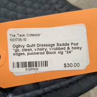 Quilt Dressage Saddle Pad *gc, clean, v.hairy, v.rubbed & holey edges, puckered
