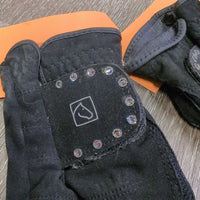 Synthetic Microsuede - Cloth Riding Gloves, bling *vgc, clean, mnr linty & hairy velcro
