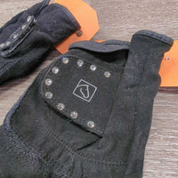 Synthetic Microsuede - Cloth Riding Gloves, bling *vgc, clean, mnr linty & hairy velcro
