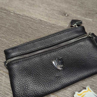 Classic Rider Leather Purse - Wristlet, 2x Zippers *xc/like new, clean, NO wrist strap
