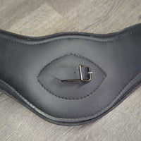 Anatomical Padded Synthetic Dressage - Short Girth, Center Strap *gc, clean, rust, edges: rubs & curled, hairy seams, faded, mnr stains, rubs
