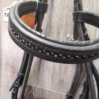 Rsd/Padded Monocrown Bridle, Flash, Bling, Cotton Web Reins, Buckles *vgc/gc, clean & dirt, creases, faded, scrapes
