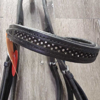 Rsd/Padded Monocrown Bridle, Flash, Bling, Cotton Web Reins, Buckles *vgc/gc, clean & dirt, creases, faded, scrapes
