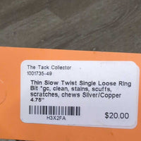 Thin Slow Twist Single Loose RIng Bit *gc, clean, stains, scuffs, scratches, chews
