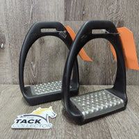 Wide Base Plastic Stirrup Irons, Cheese Grater Grips *vgc, clean, mnr dirt & scuffs, NO rubber grips
