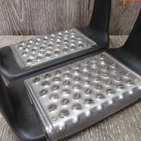 Wide Base Plastic Stirrup Irons, Cheese Grater Grips *vgc, clean, mnr dirt & scuffs, NO rubber grips
