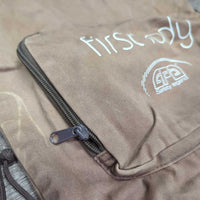 Hvy Cotton Helmet Backpack Bag, Drawstring *gc/fair, snags, discolored, faded, edges: rubs & holes
